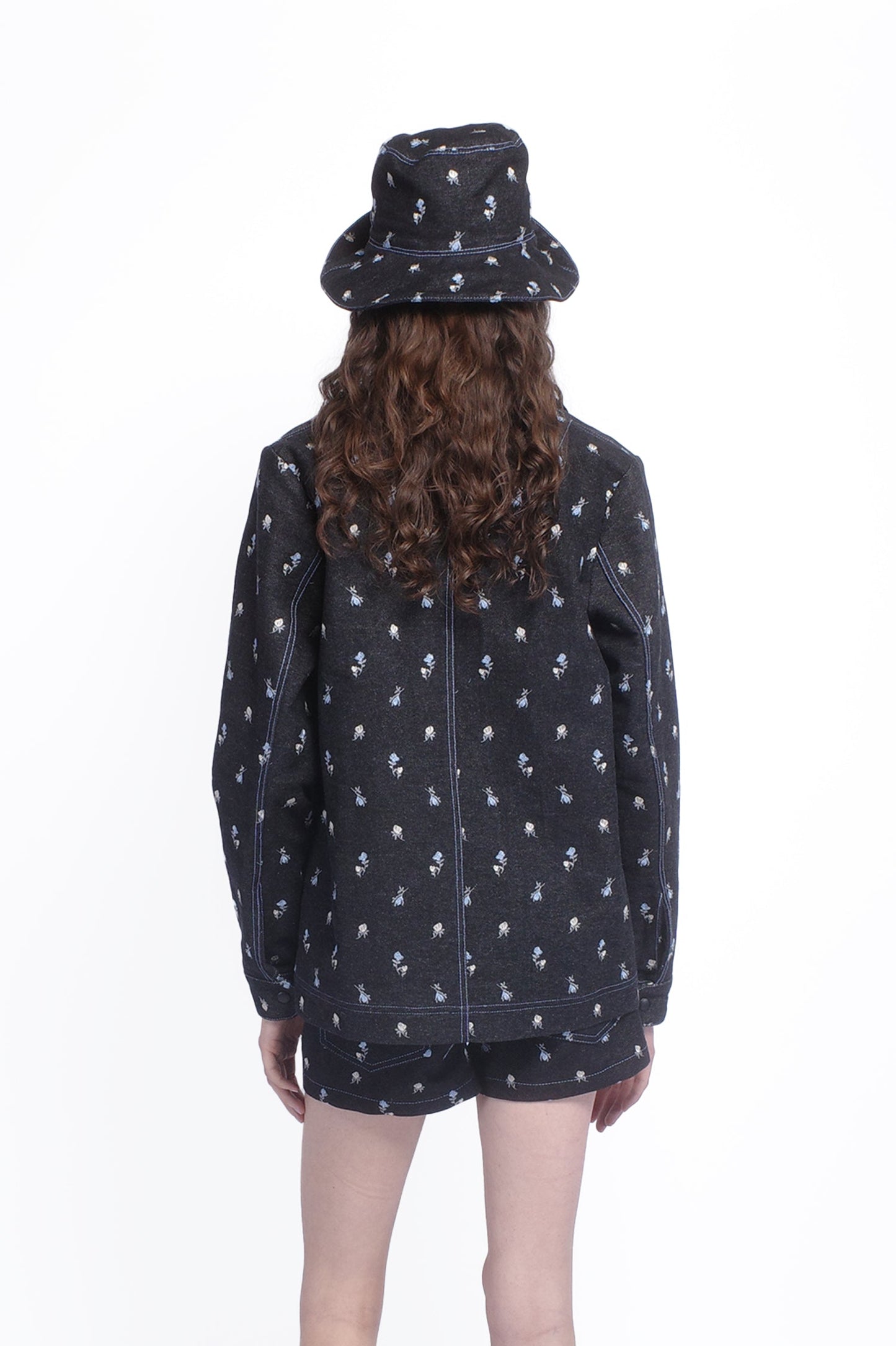 Anna Sui Denim Embroidered Roses Barn Jacket