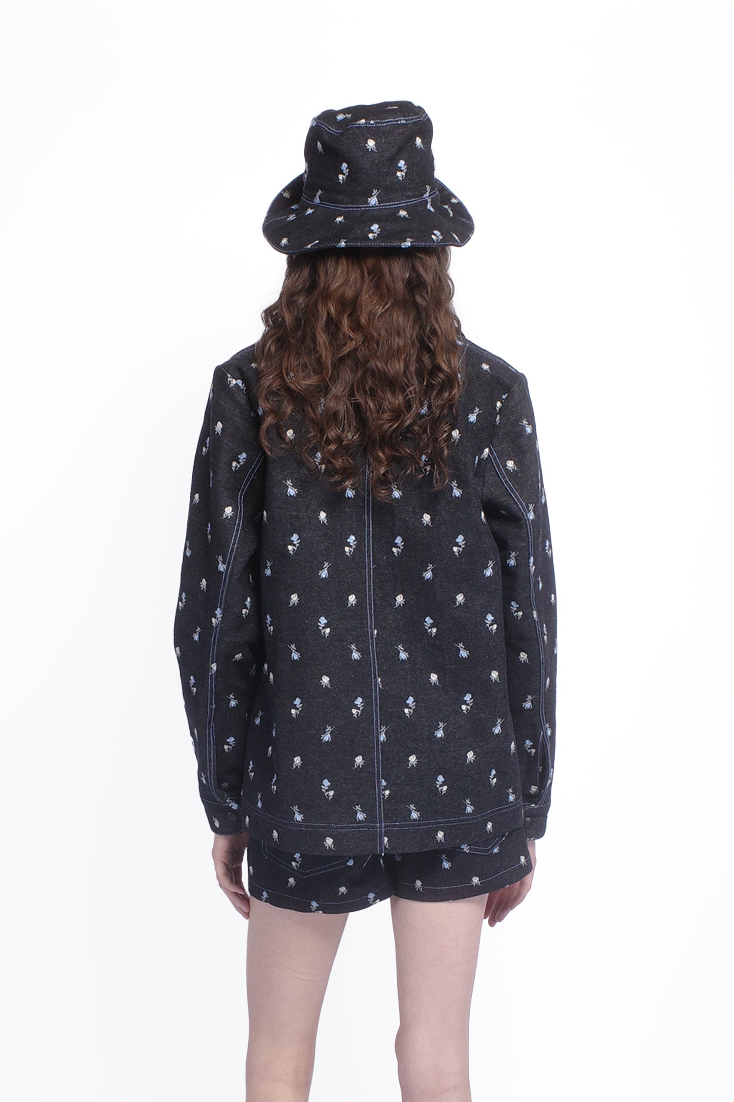 Anna Sui Denim Embroidered Roses Barn Jacket