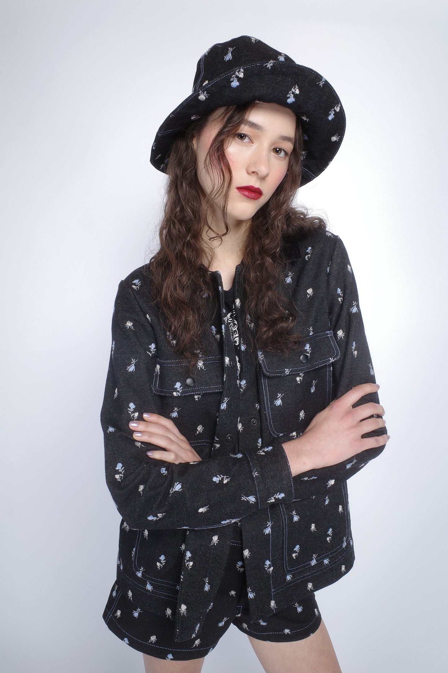 Anna Sui Denim Embroidered Roses Barn Jacket