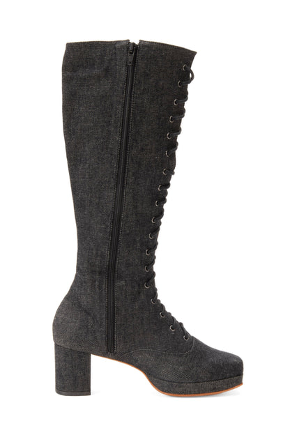 Anna Sui John Fluevog x Anna Sui Butterfly Boots - Black Denim
