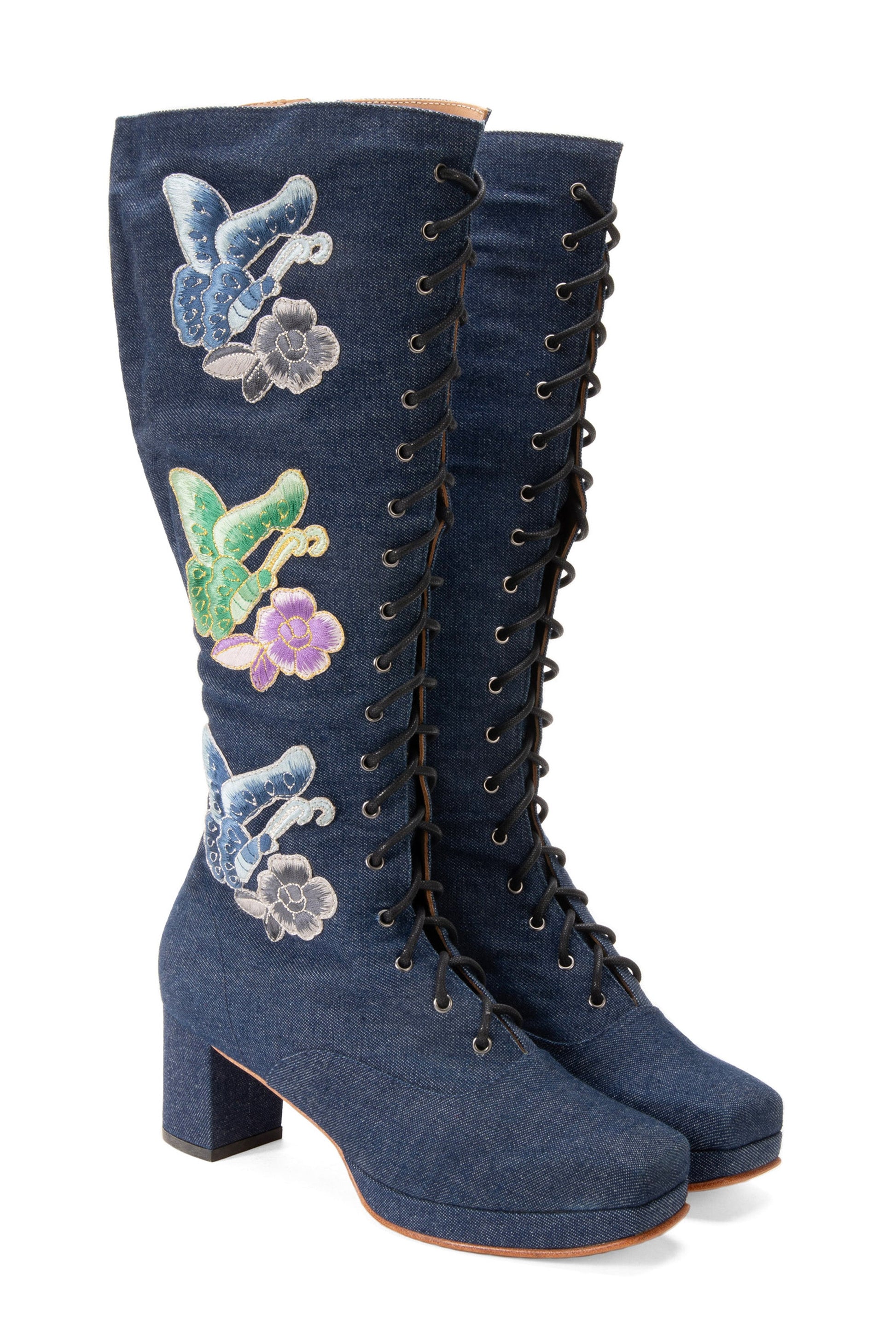 Anna Sui John Fluevog x Anna Sui Butterfly Boots - Denim Blue