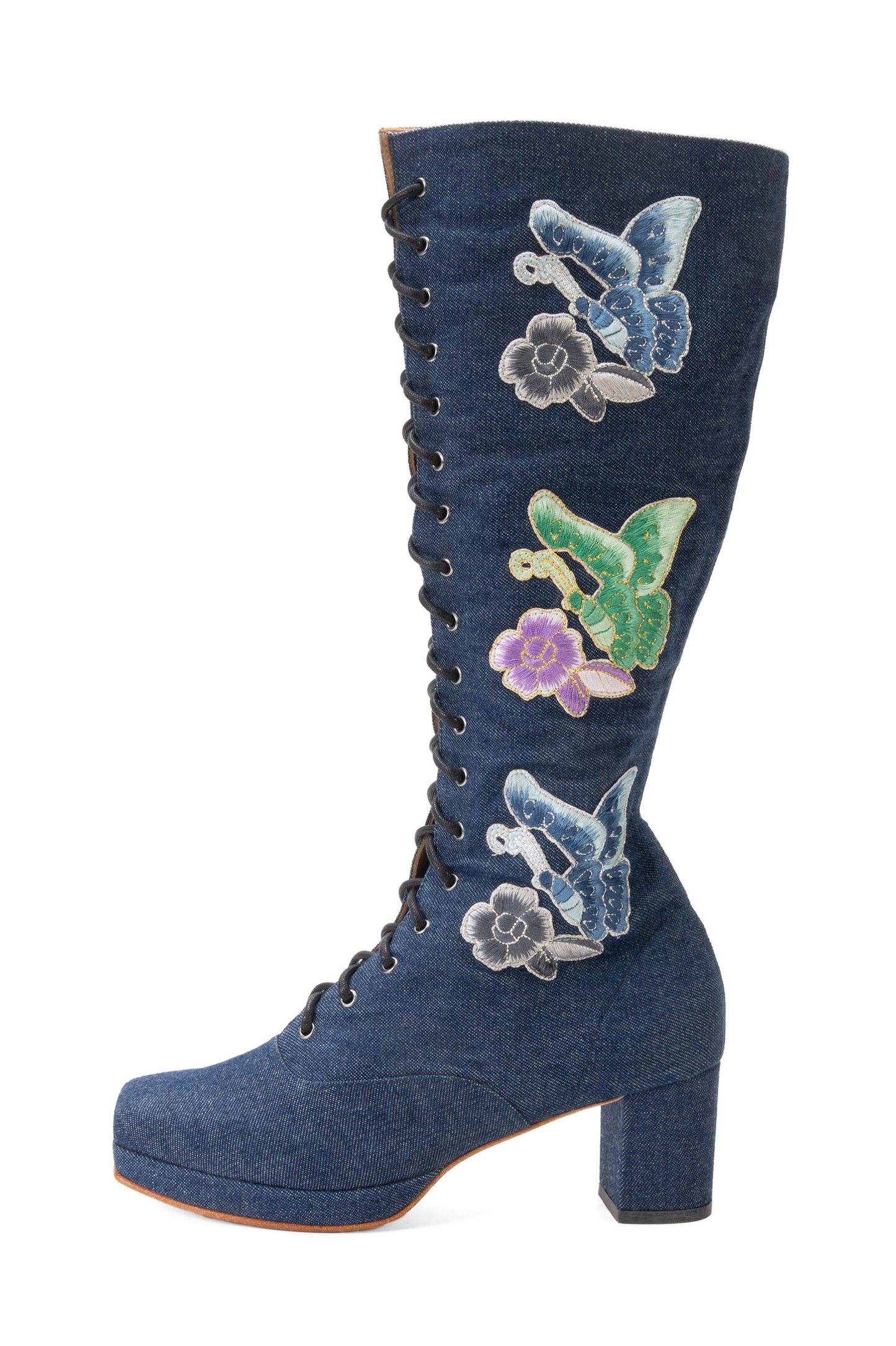 Anna Sui John Fluevog x Anna Sui Butterfly Boots - Denim Blue