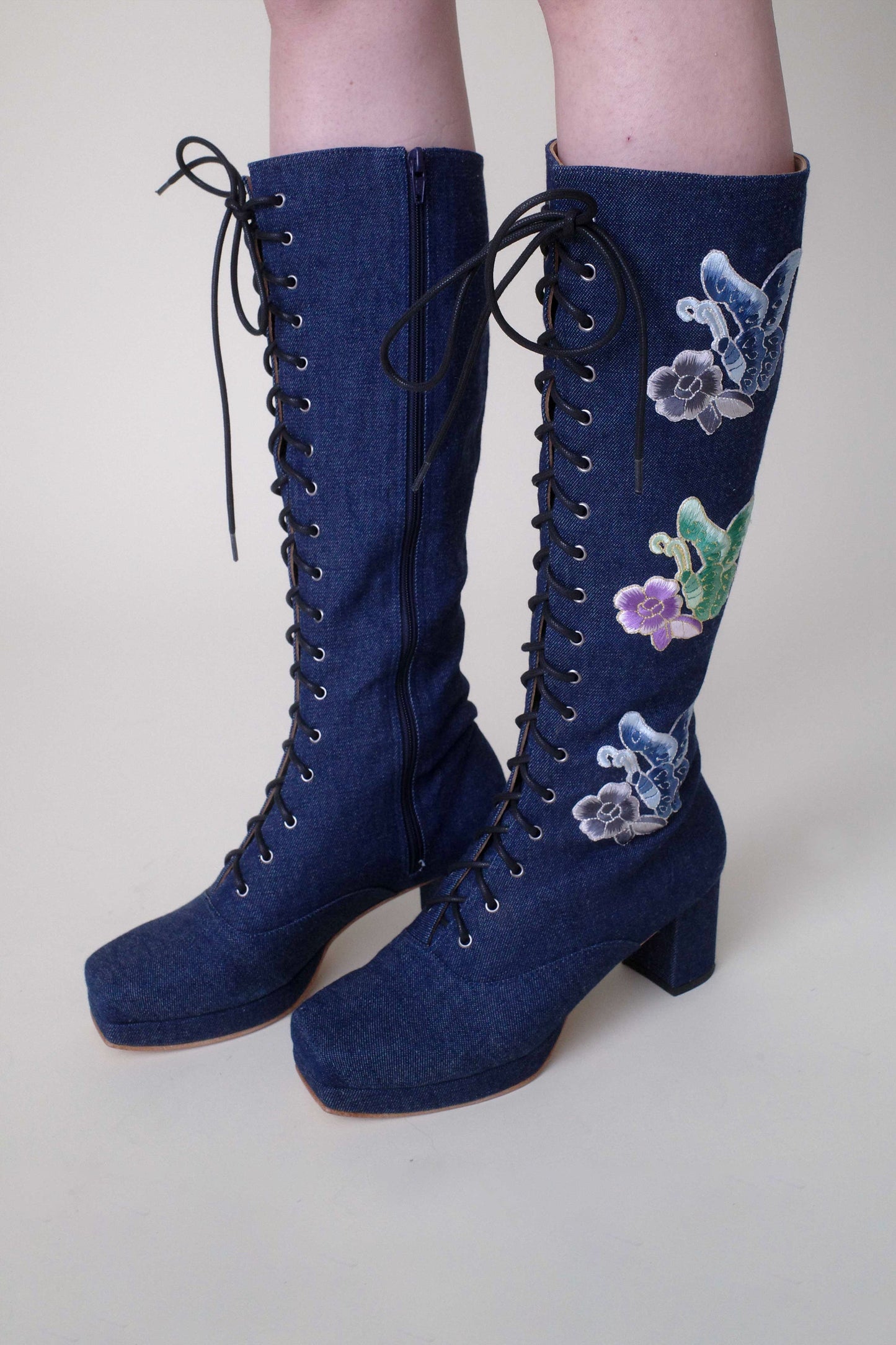 Anna Sui John Fluevog x Anna Sui Butterfly Boots - Denim Blue