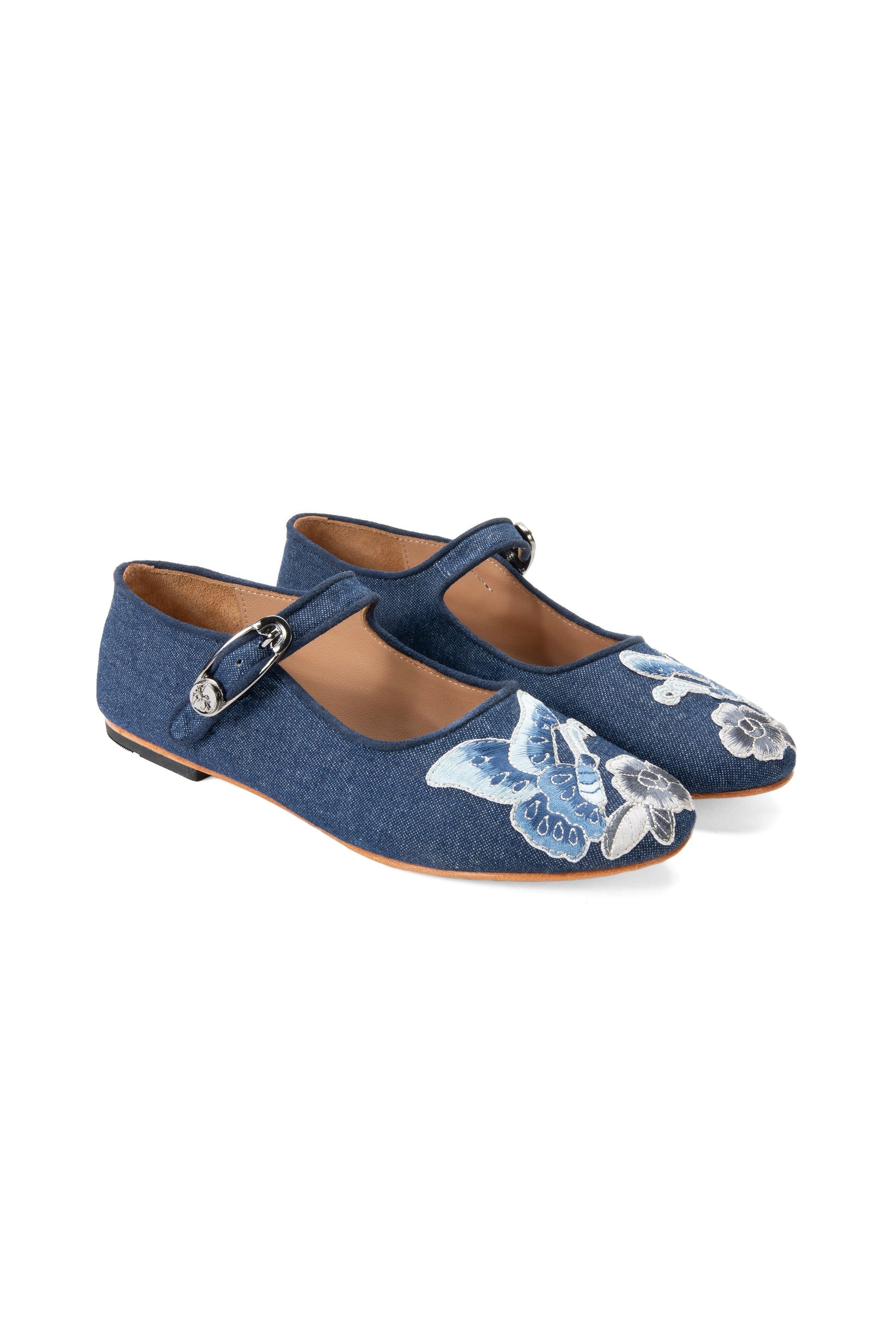 Anna Sui John Fluevog x Anna Sui Butterfly Mary Janes - Denim Blue