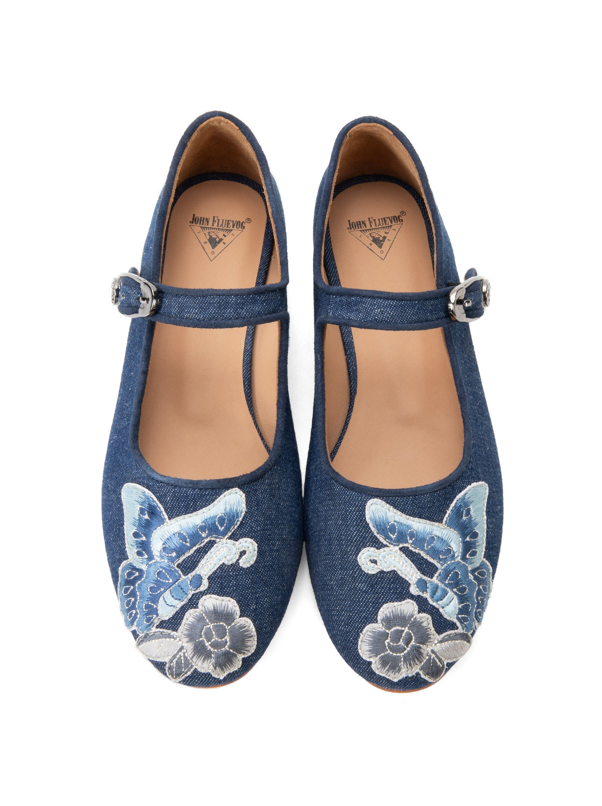 Anna Sui John Fluevog x Anna Sui Butterfly Mary Janes - Denim Blue