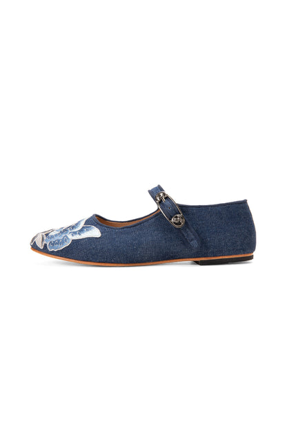 Anna Sui John Fluevog x Anna Sui Butterfly Mary Janes - Denim Blue