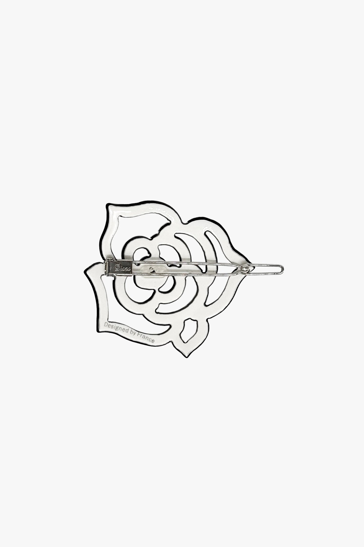 Anna Sui Cutout Crystal Embroidered Rose Side Barrette-White