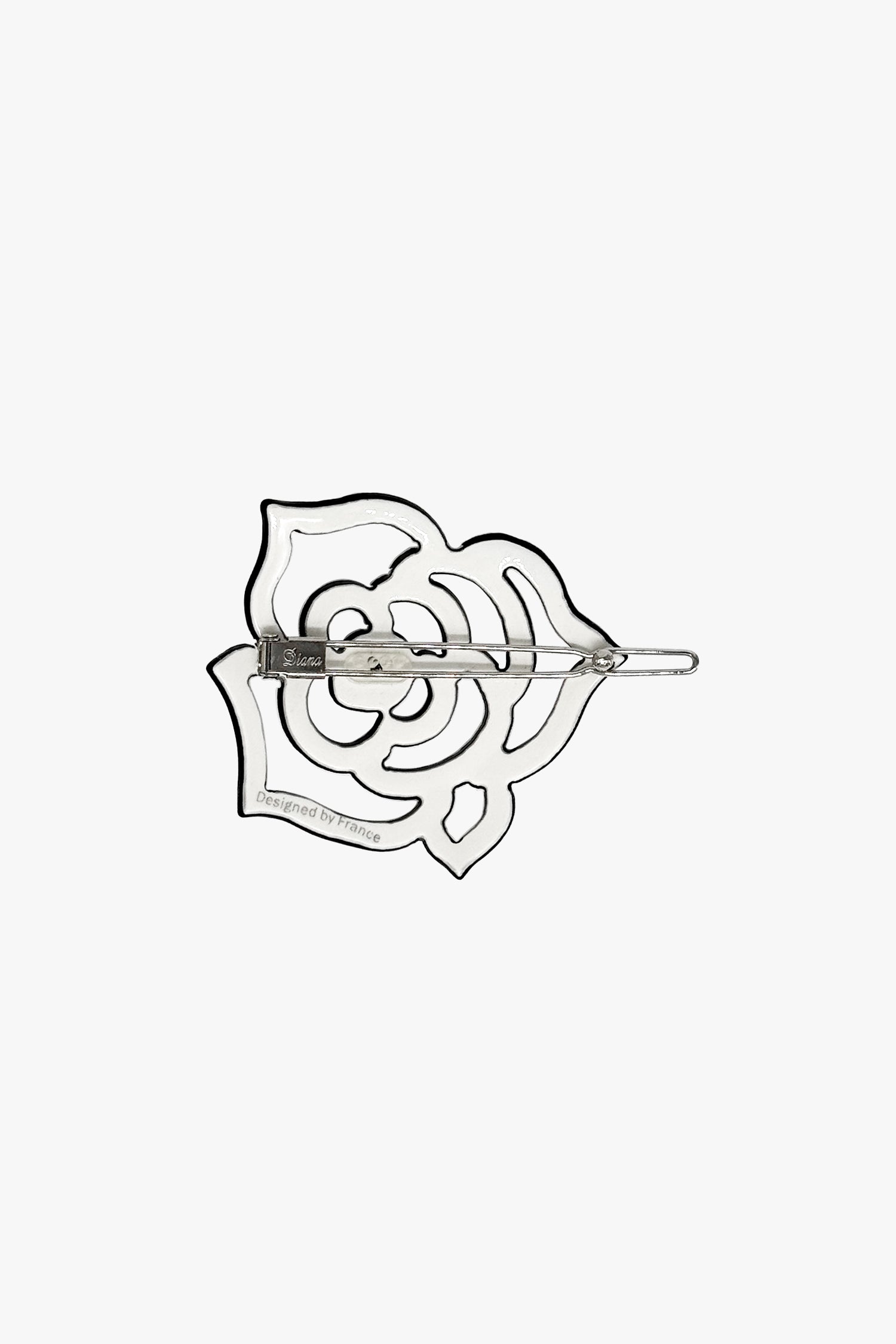 Anna Sui Cutout Crystal Embroidered Rose Side Barrette-White