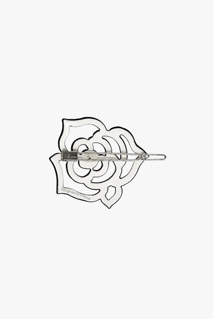 Anna Sui Cutout Crystal Embroidered Rose Side Barrette-White