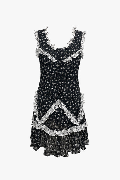 Anna Sui Ditsy Dot Chiffon Ruffle Dress
