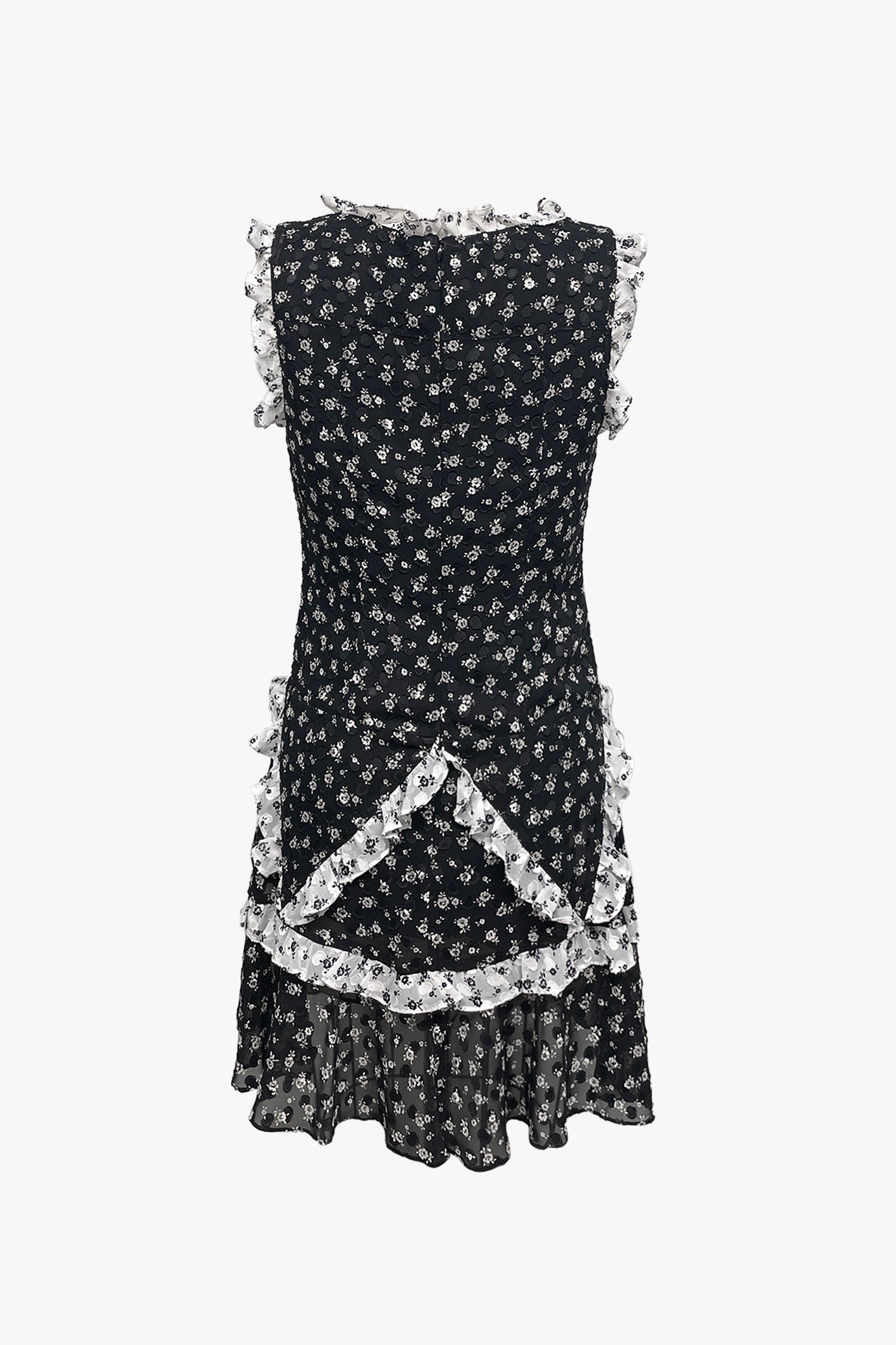 Anna Sui Ditsy Dot Chiffon Ruffle Dress