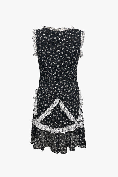 Anna Sui Ditsy Dot Chiffon Ruffle Dress