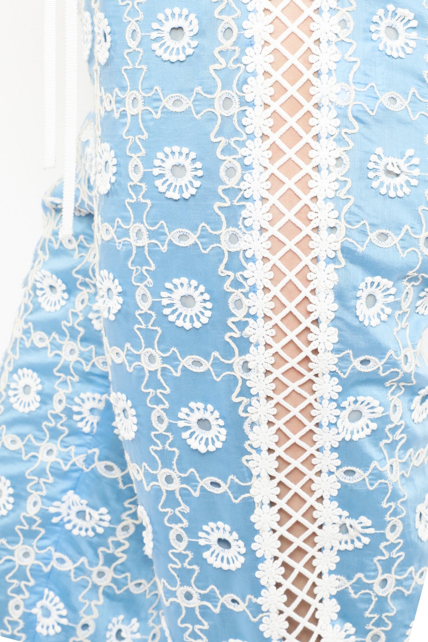 Anna Sui Lattice Lace Embroidery Capri Pants