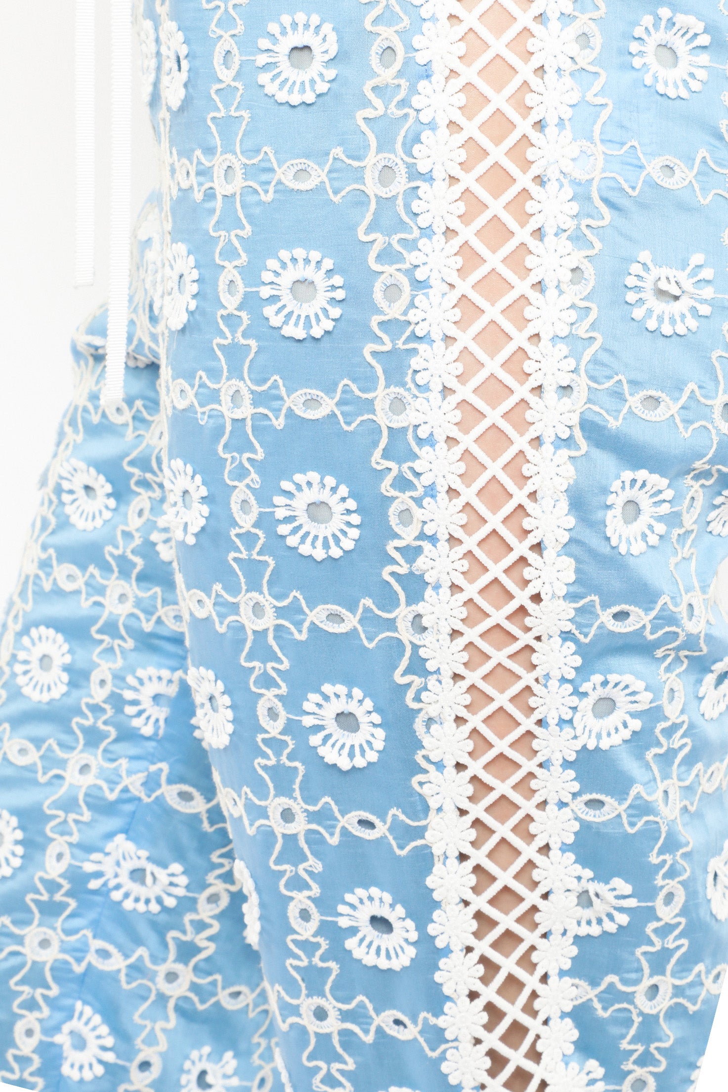 Anna Sui Lattice Lace Embroidery Capri Pants