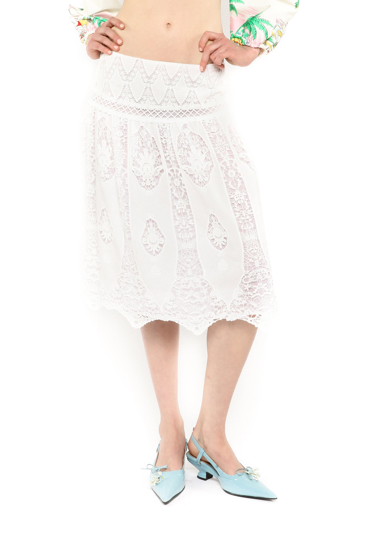 Anna Sui Applique Lace Combo Skirt