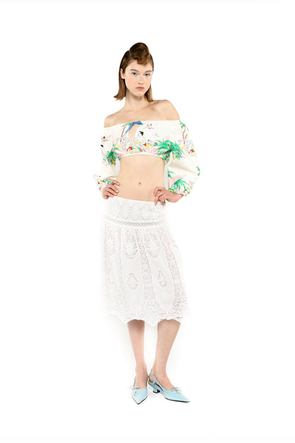 Anna Sui Applique Lace Combo Skirt