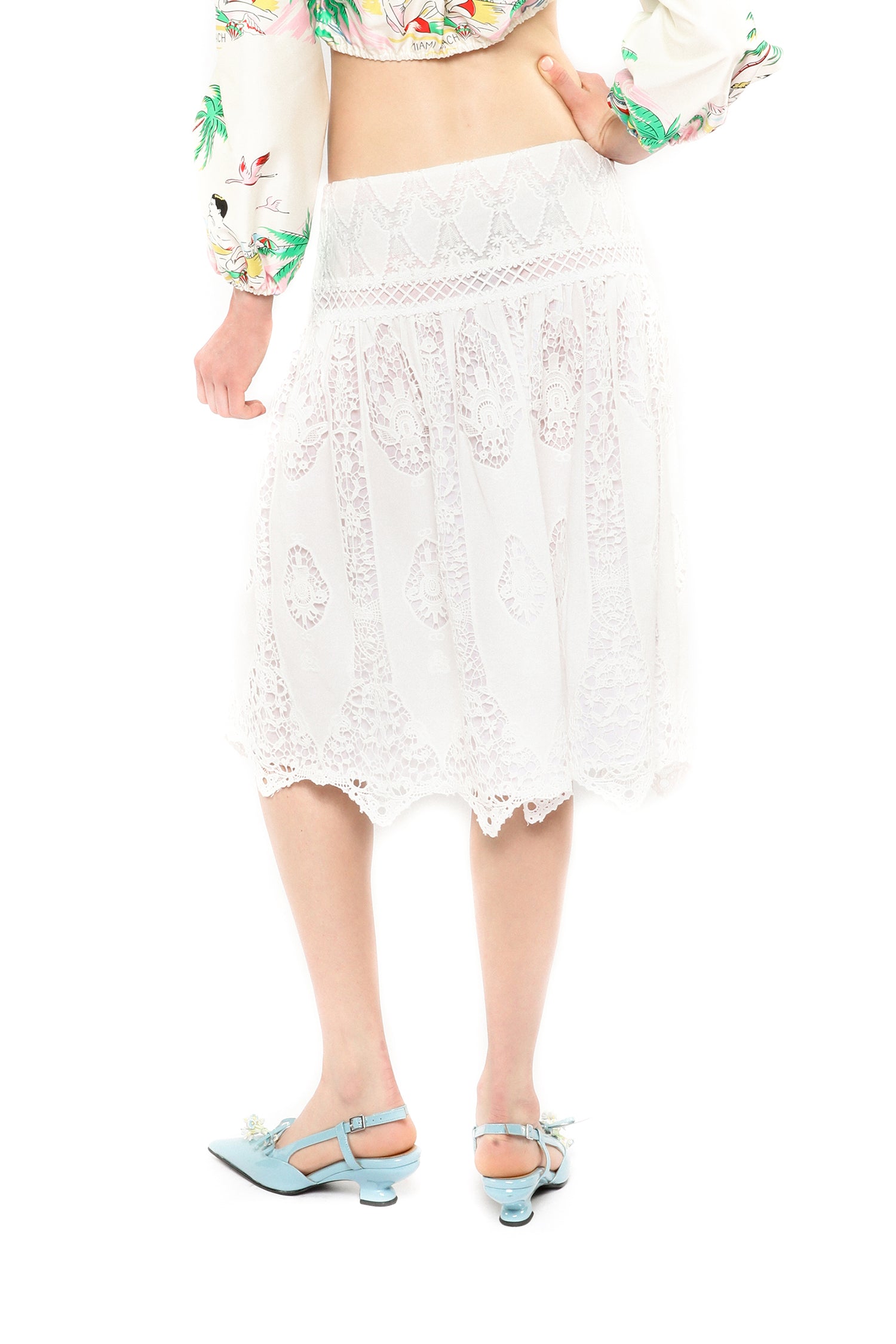 Anna Sui Applique Lace Combo Skirt
