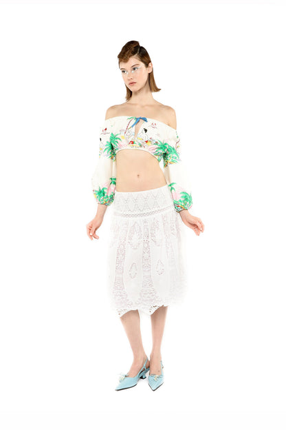 Anna Sui Applique Lace Combo Skirt