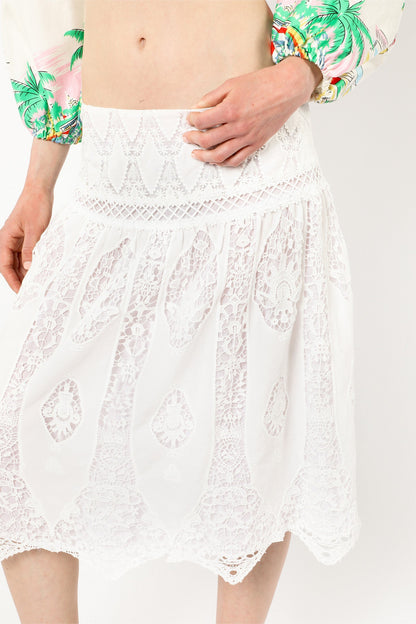 Anna Sui Applique Lace Combo Skirt