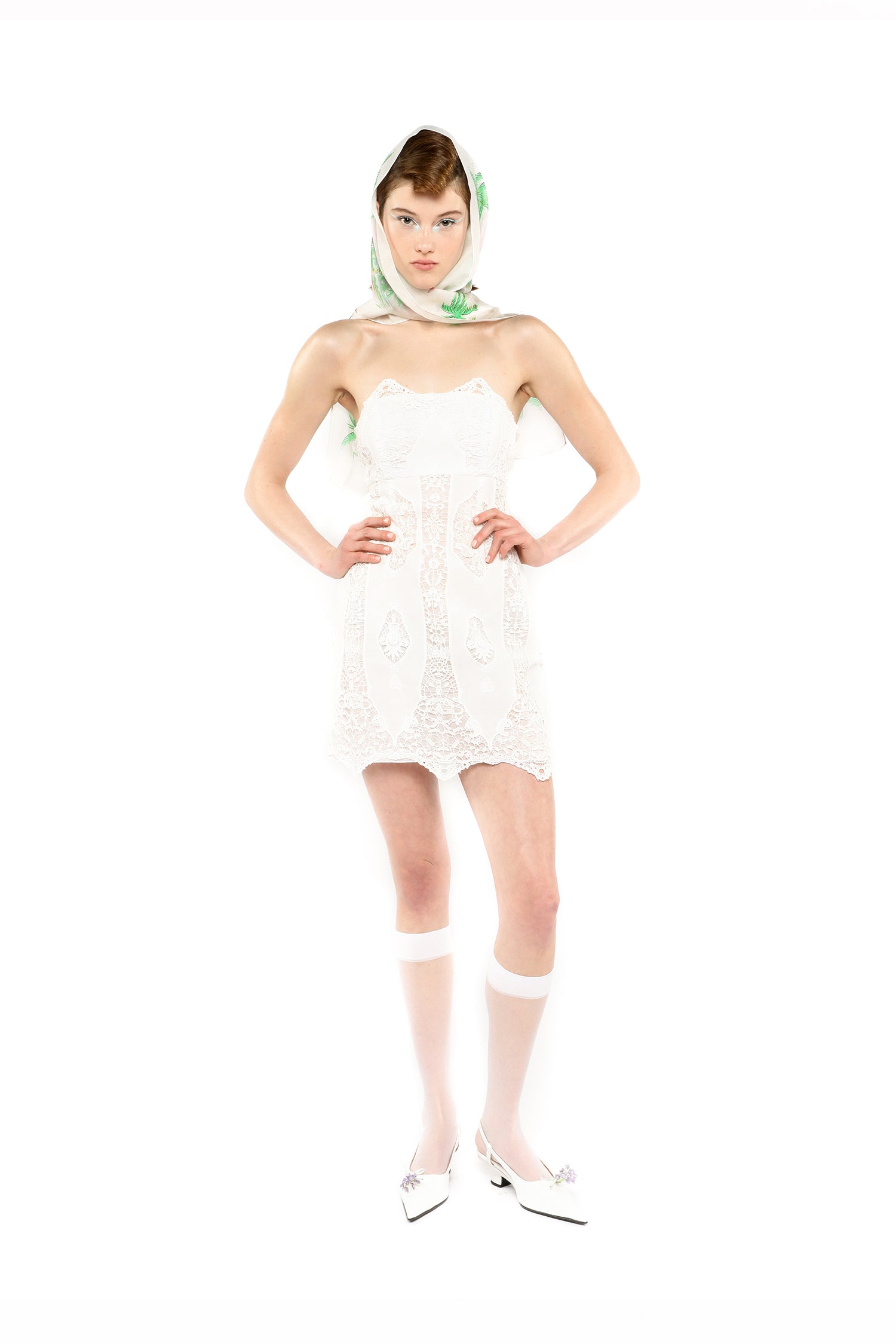 Anna Sui Applique Lace Combo Strapless Dress
