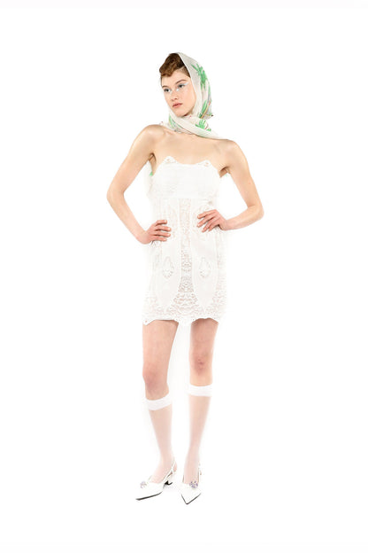 Anna Sui Applique Lace Combo Strapless Dress
