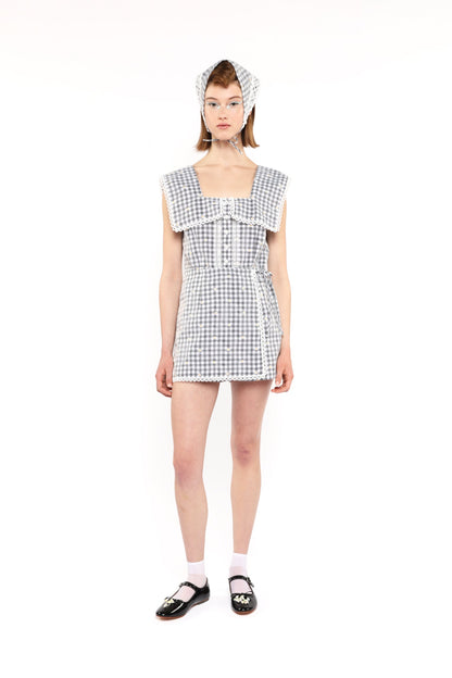 Anna Sui Daisy Embroidery on Gingham Tie Romper