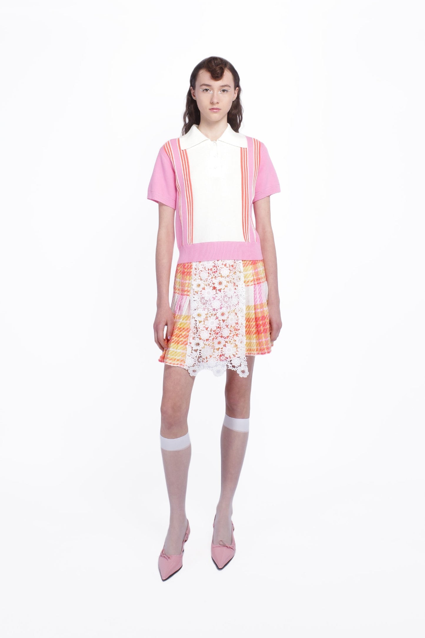 Anna Sui Amalfi Polo Knit Short Sleeve Top - Pink