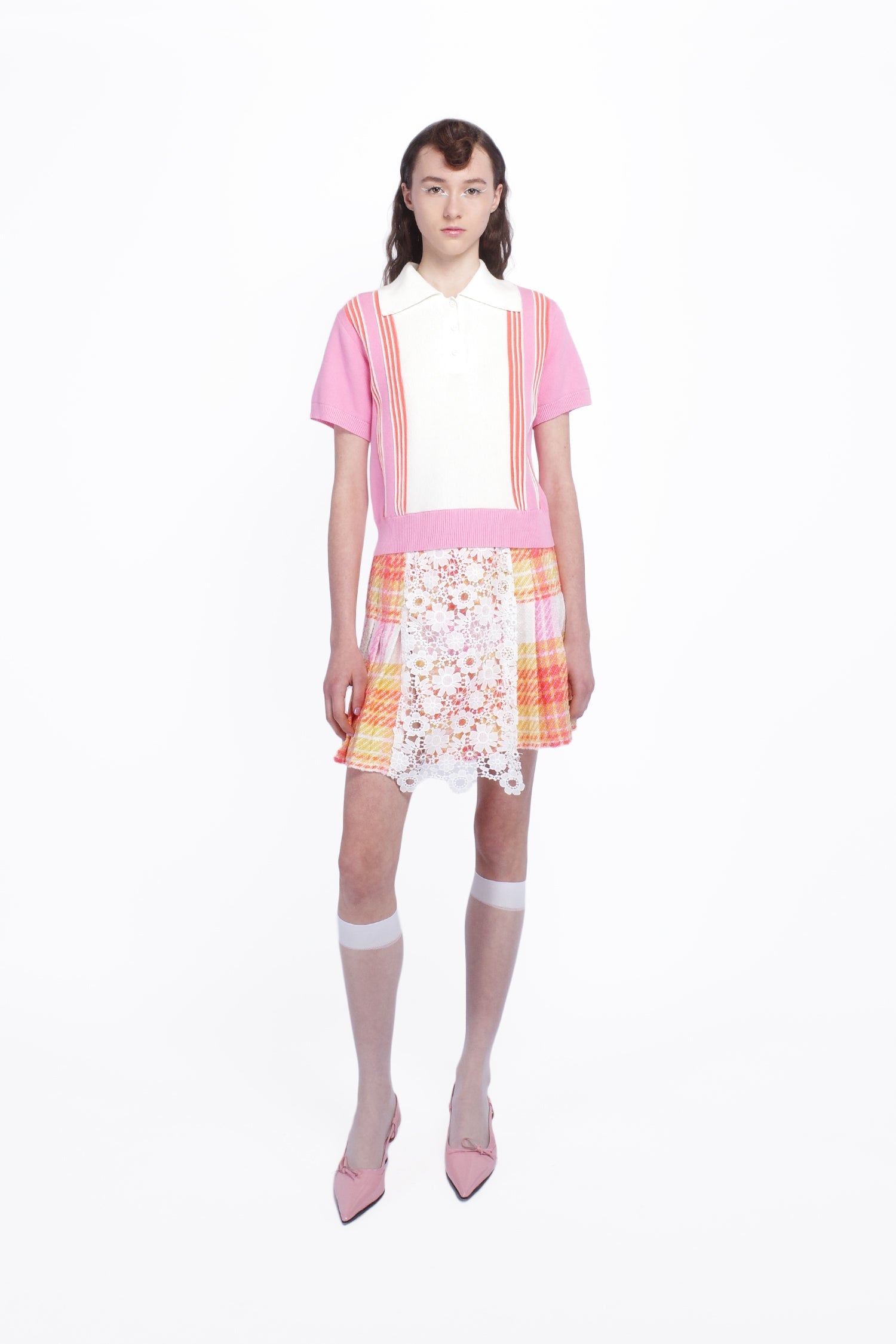 Anna Sui Amalfi Polo Knit Short Sleeve Top - Pink