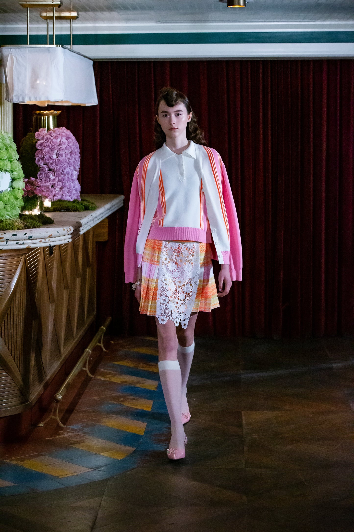 Anna Sui Amalfi Polo Knit Short Sleeve Top - Pink