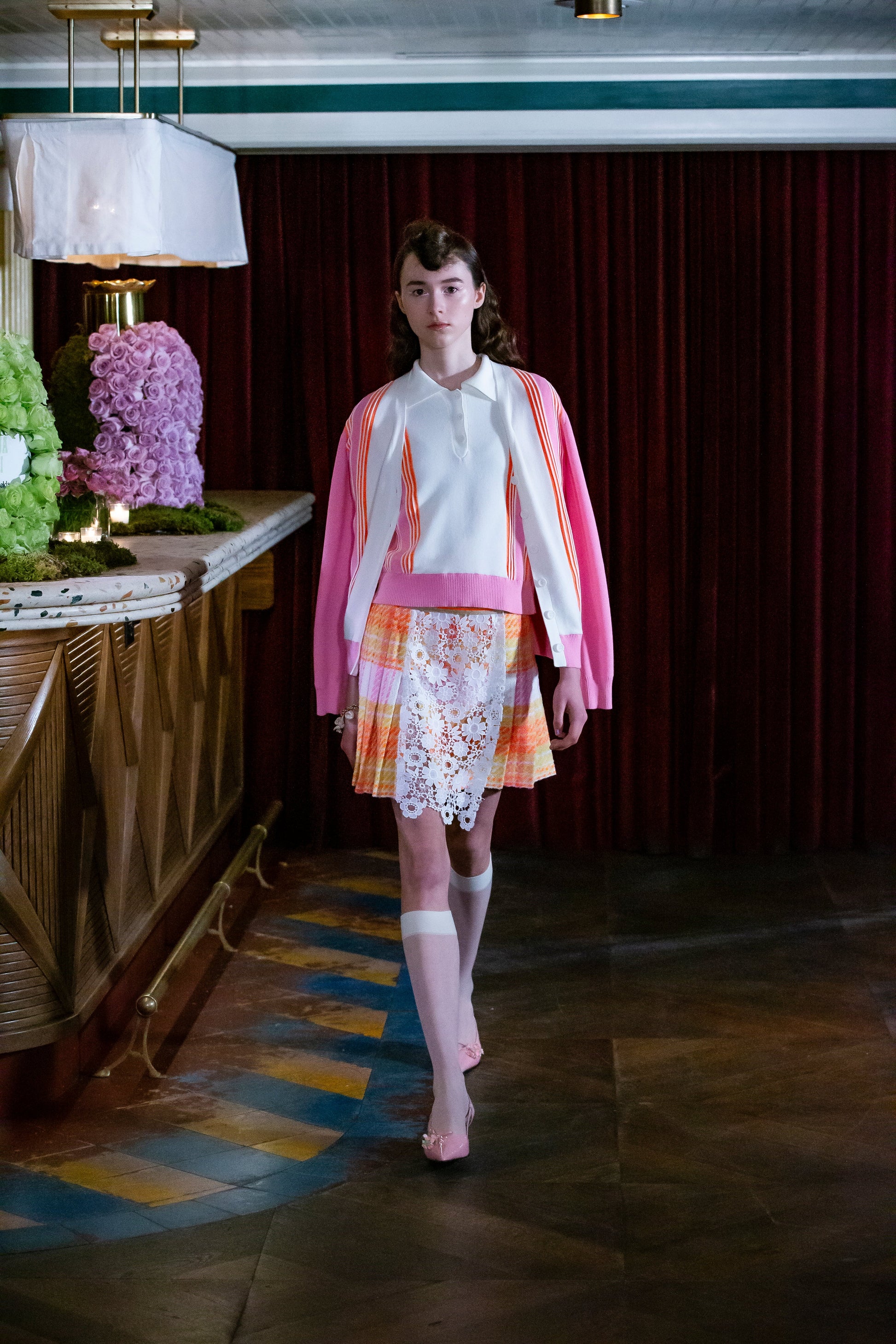 Anna Sui Amalfi Polo Knit Short Sleeve Top - Pink
