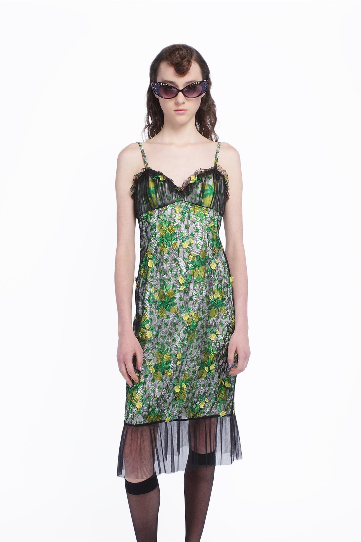 Anna Sui Rosebuds Lace Combo Slip Dress