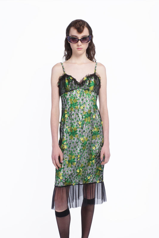 Anna Sui Rosebuds Lace Combo Slip Dress
