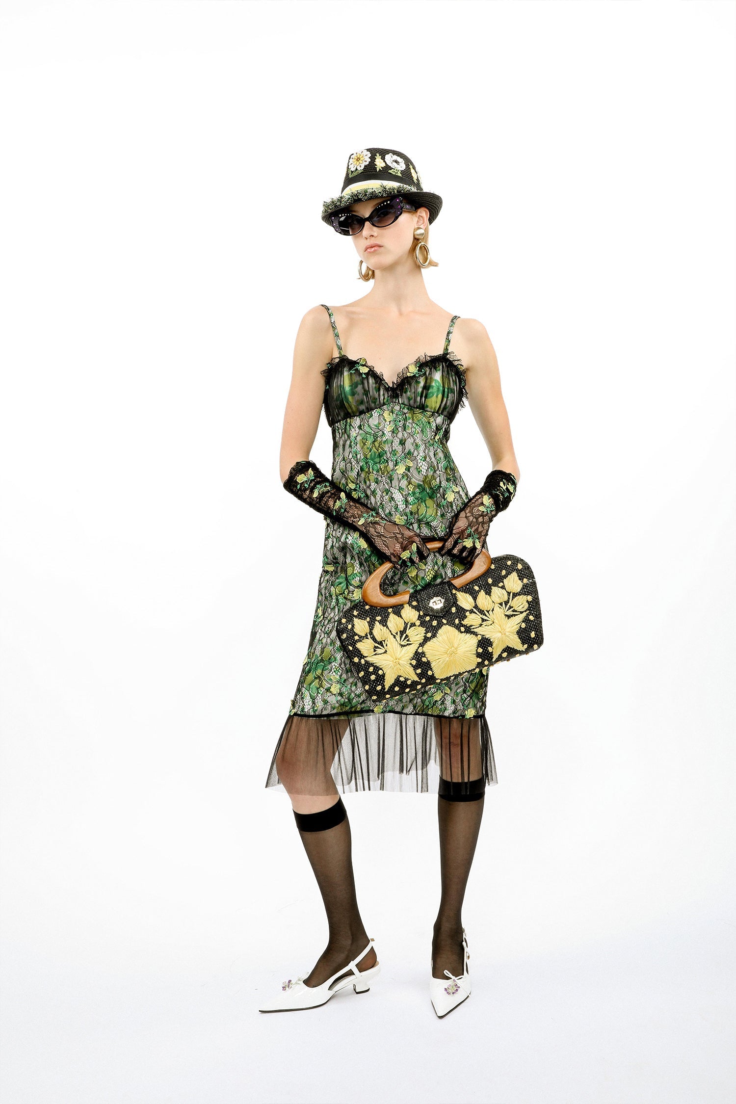 Anna Sui Rosebuds Lace Combo Slip Dress