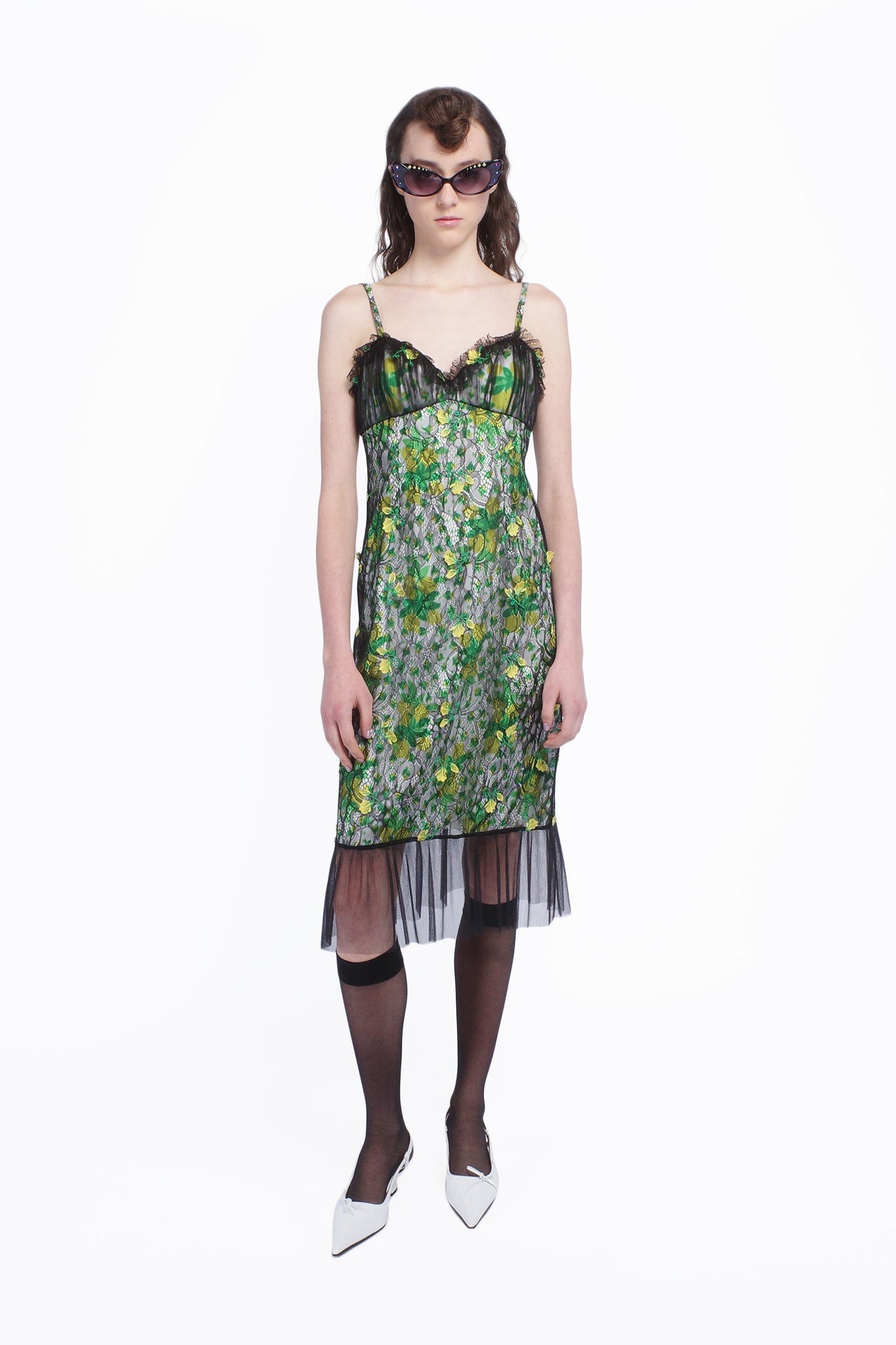 Anna Sui Rosebuds Lace Combo Slip Dress