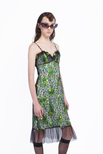 Anna Sui Rosebuds Lace Combo Slip Dress