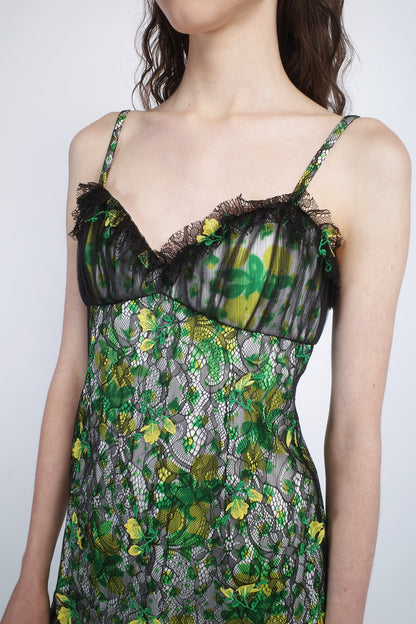 Anna Sui Rosebuds Lace Combo Slip Dress