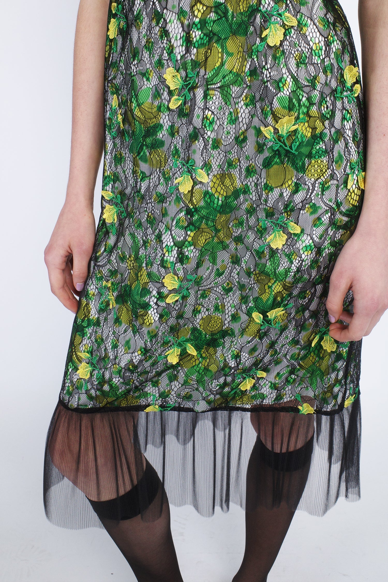 Anna Sui Rosebuds Lace Combo Slip Dress