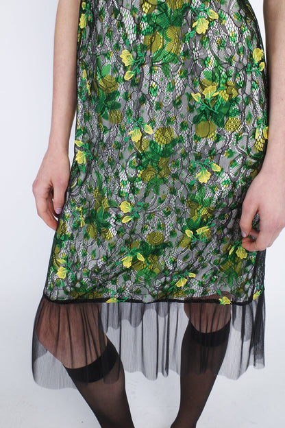Anna Sui Rosebuds Lace Combo Slip Dress