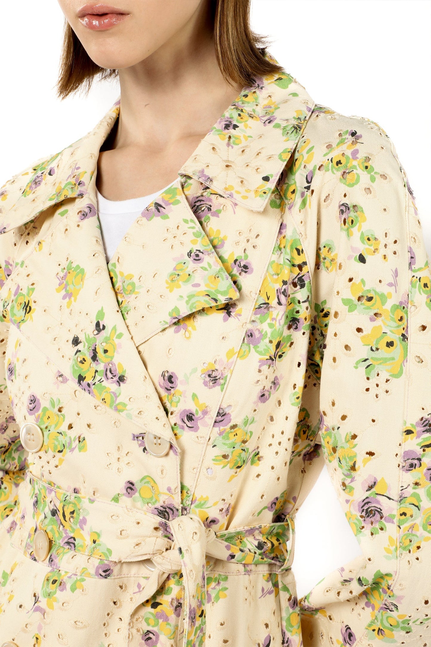Anna Sui Rosies Posies Eyelet Trench Coat