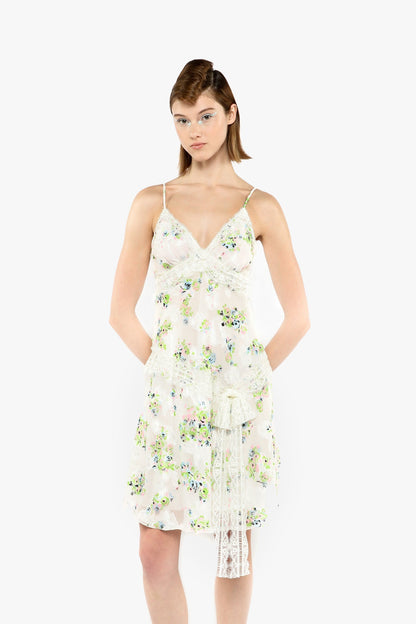 Anna Sui Rosies Posies Chiffon Romantic Lace Slip Dress
