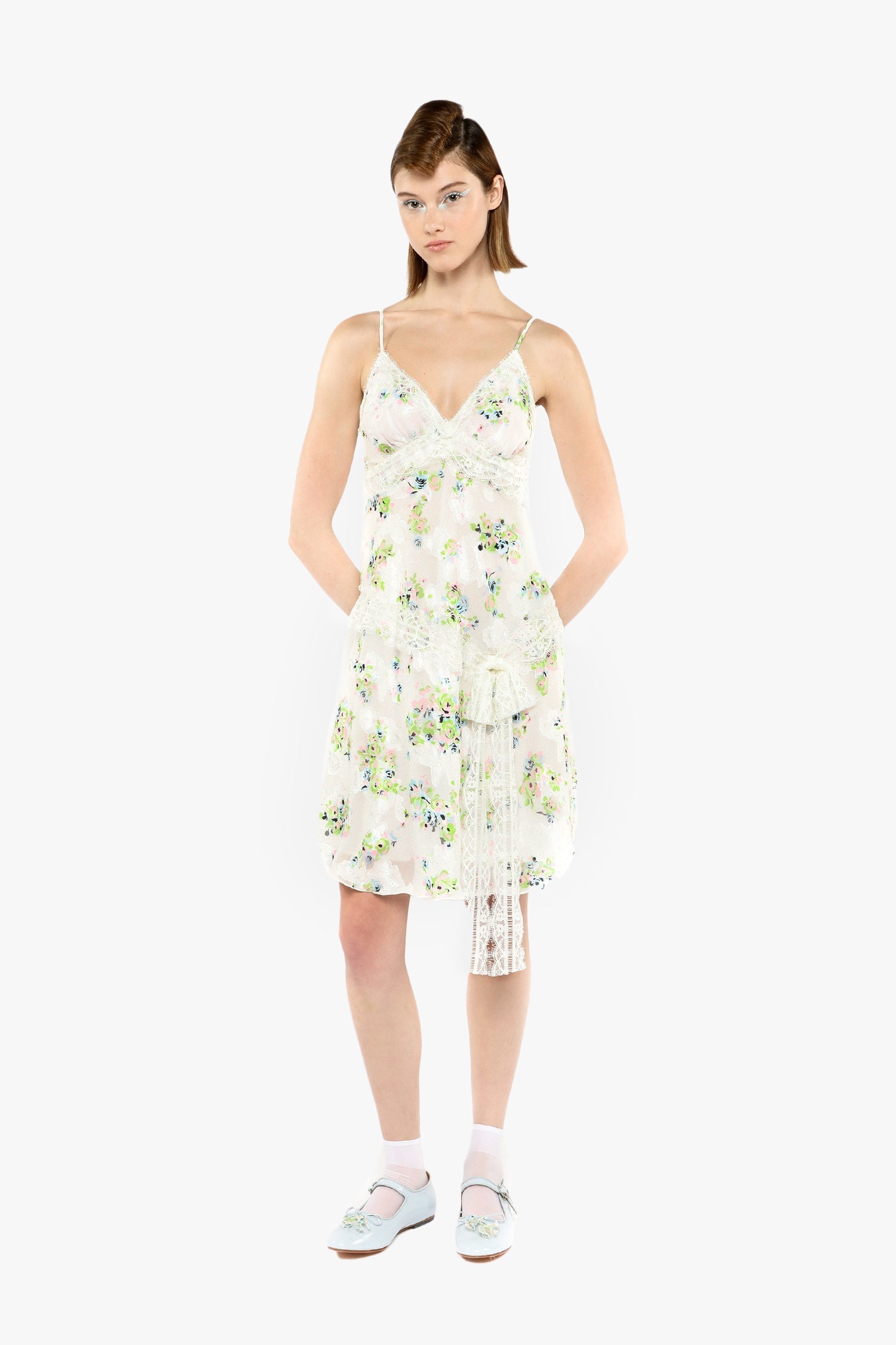 Anna Sui Rosies Posies Chiffon Romantic Lace Slip Dress