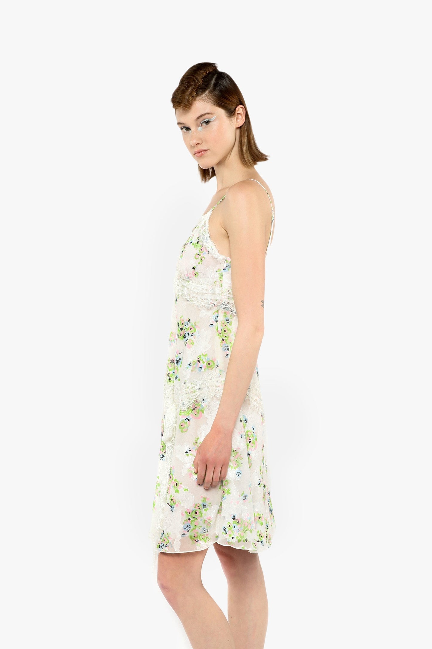 Anna Sui Rosies Posies Chiffon Romantic Lace Slip Dress