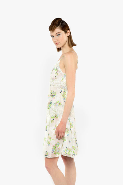 Anna Sui Rosies Posies Chiffon Romantic Lace Slip Dress