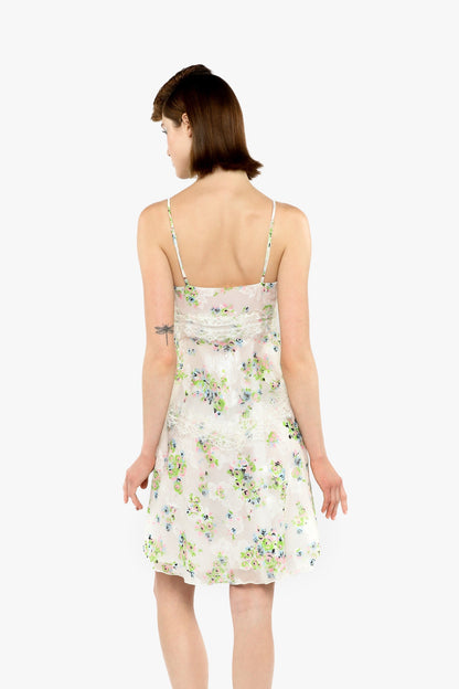 Anna Sui Rosies Posies Chiffon Romantic Lace Slip Dress