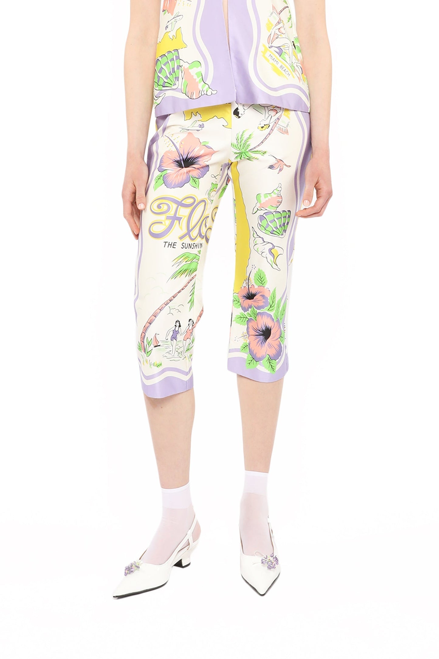 Anna Sui Florida Cotton Sateen Capri Pants