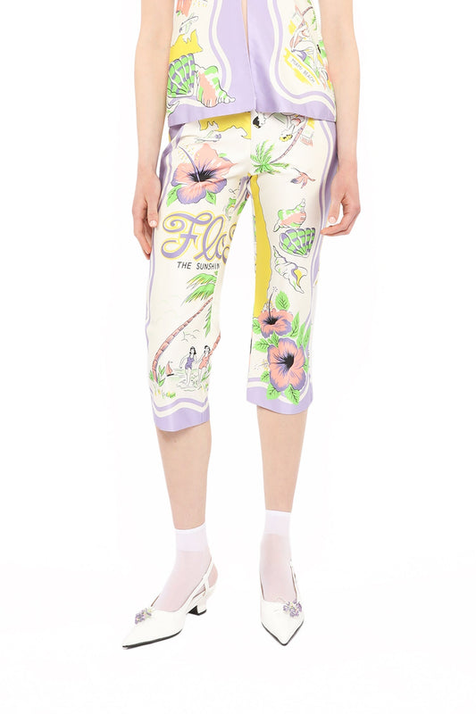 Anna Sui Florida Cotton Sateen Capri Pants