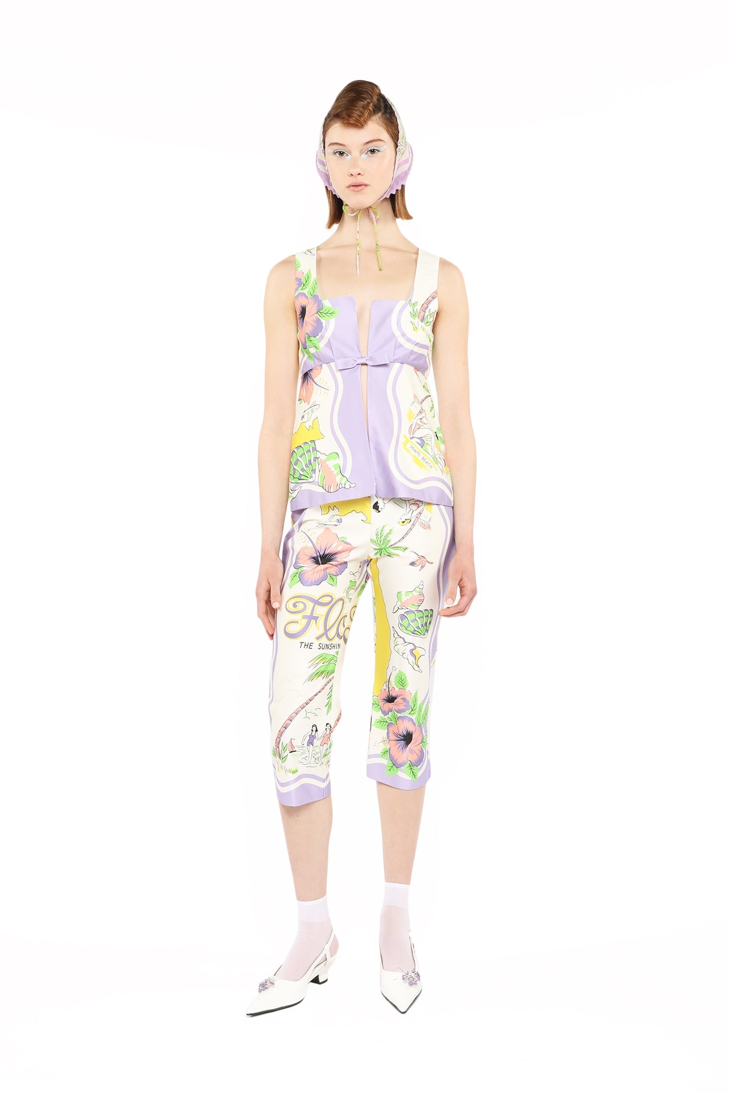 Anna Sui Florida Cotton Sateen Capri Pants