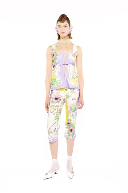 Anna Sui Florida Cotton Sateen Capri Pants