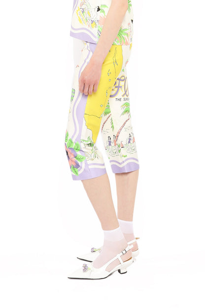 Anna Sui Florida Cotton Sateen Capri Pants