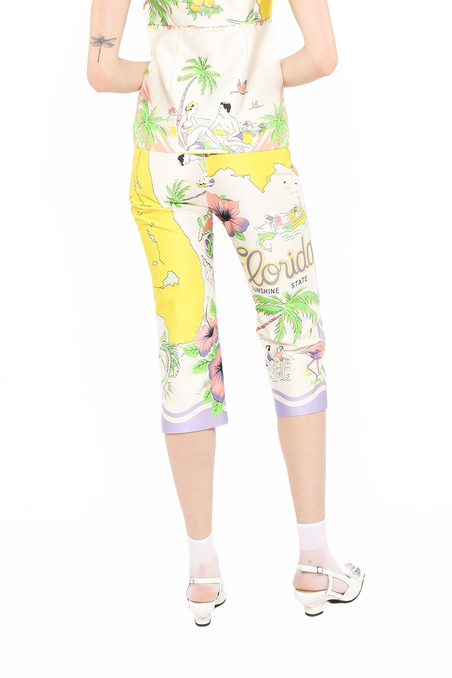 Anna Sui Florida Cotton Sateen Capri Pants